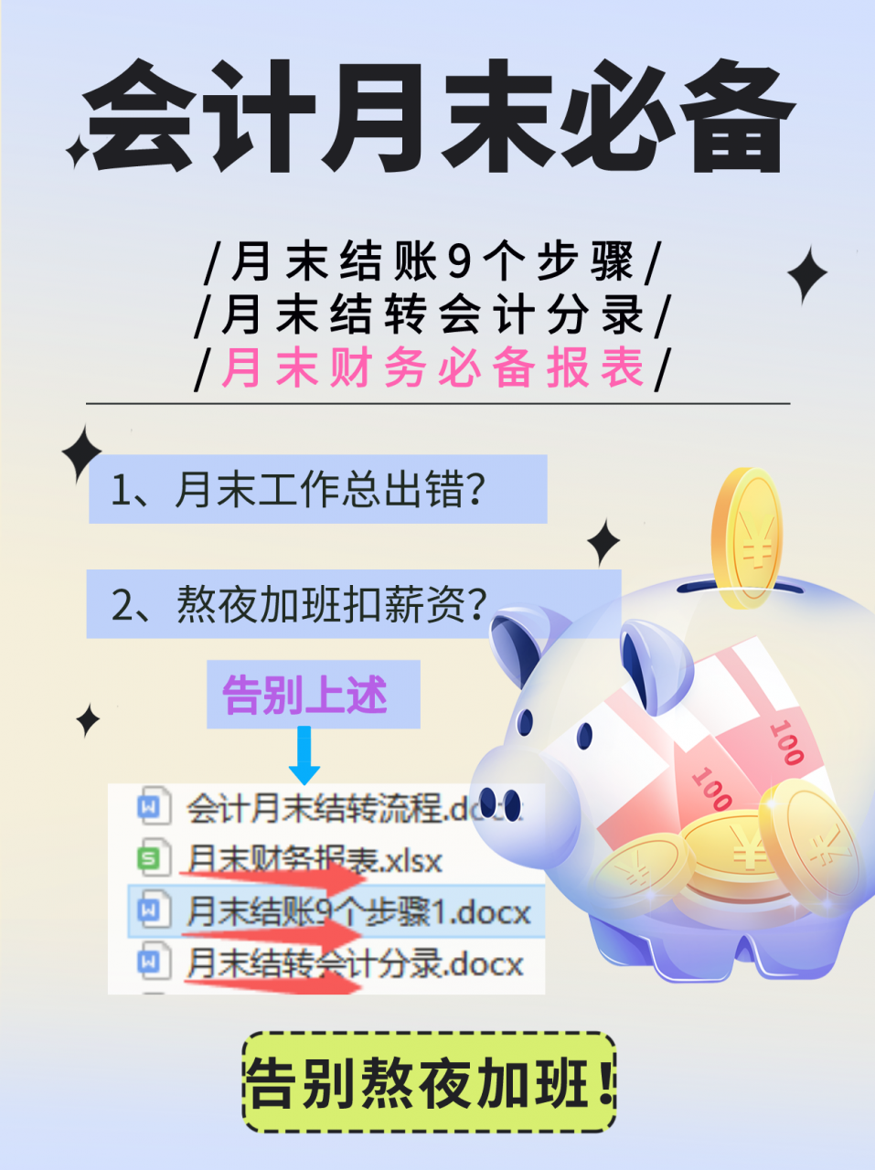 会计月末必备：超详细会计月末结账9个步骤，附月末结转会计分录